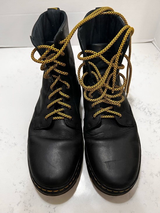 Dr. Martens Other - Dr. Martens Black Leather Lace-Up Boots with Yellow Accents